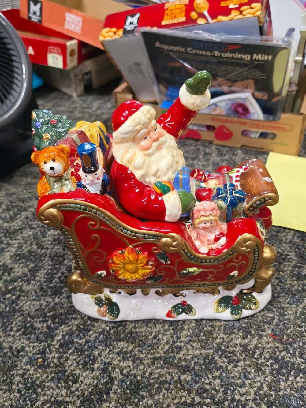 Mercuries Santa Sleigh Cookie Jar Toy Decor